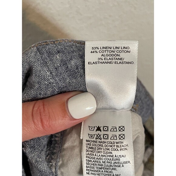 LUCKY BRAND Shorts Men 34  8"  Blue Linen Slash Pockets Adjustable Waist Bermuda - Picture 3 of 7